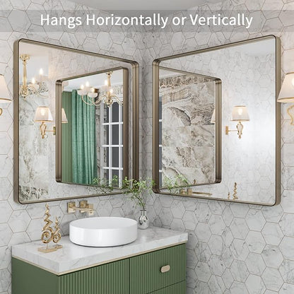LOAAO 36”X36” Bronze Bathroom Mirrors - Image 4