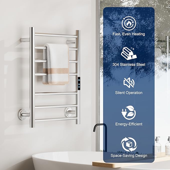 Heated Towel Rack for Bathroom Towel Warmer Racks Wall Mounted - Image 6