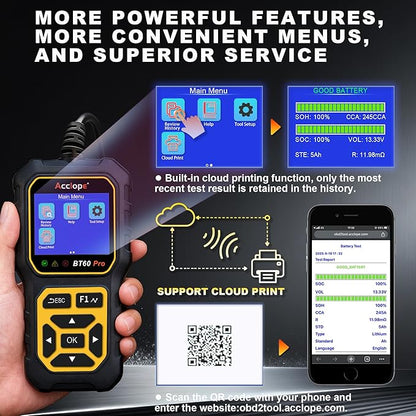 Acclope BT60 Pro Car Battery Tester, Digital Analyzer - Image 8