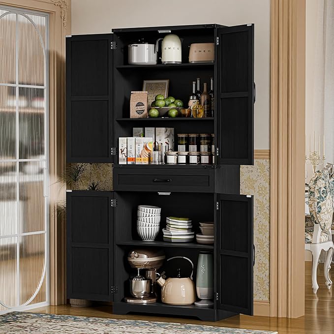 72" Kitchen Pantry Storage Cabinet, Farmhouse Style - Image 3