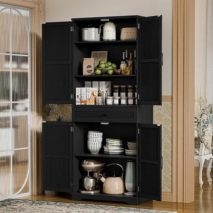 72" Kitchen Pantry Storage Cabinet, Farmhouse Style - Image 3