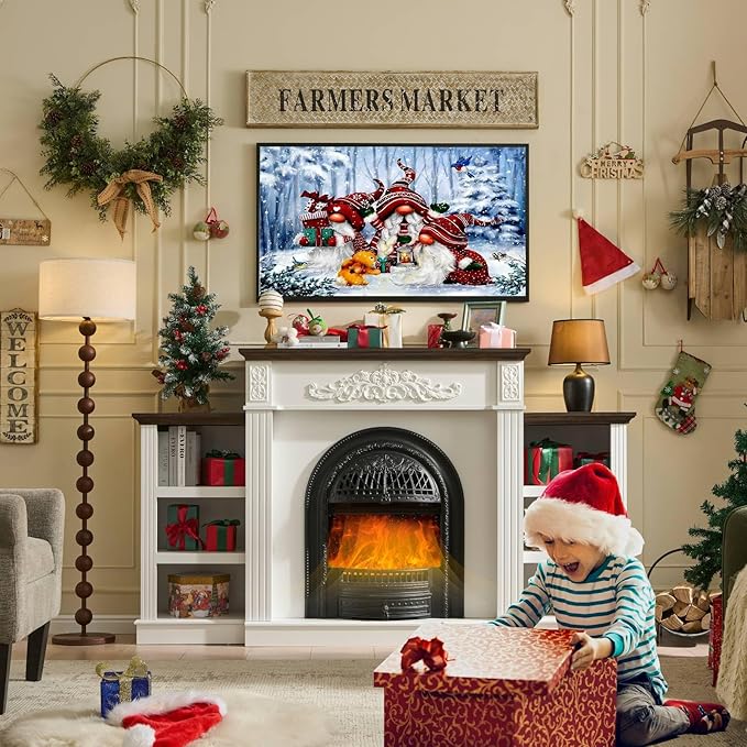 78" Electric Fireplace with Mantel, Electric Fireplaces TV Stand up to 90 Inch - Image 2