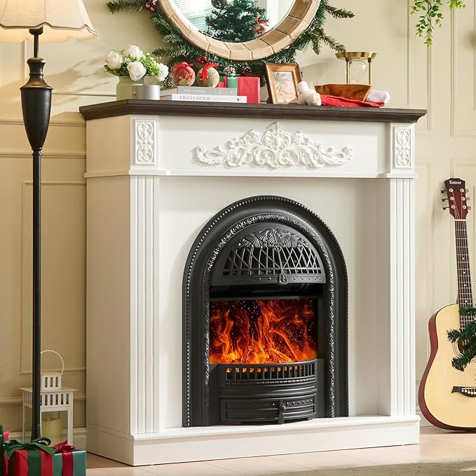 45" Electric Fireplace with Mantel, Birdcage-Style Electric Fireplaces TV Stand - Image 7