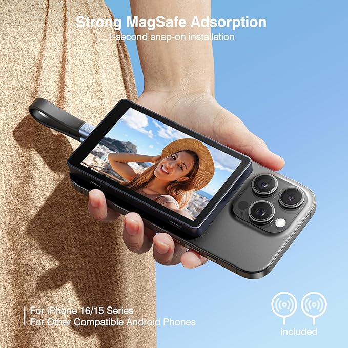 Vlog Selfie Monitor Screen, Magnetic Phone Vlog Selfie Monitor Screen 4K 30fps - Image 3