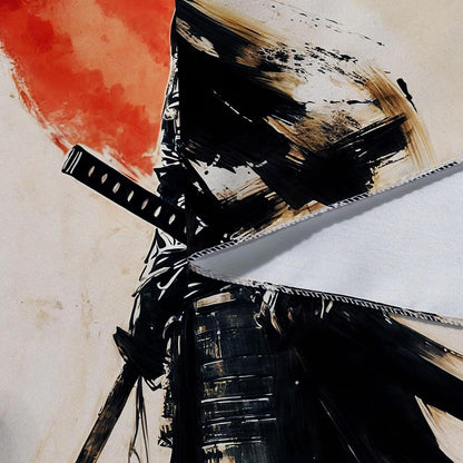 Sanzugh Anime Japanese Samurai Tapestry, Cool Japan Black and Red Sun Art Tapestries Wall Hanging for Men Boys Bedroom Decor 40X60 Poster