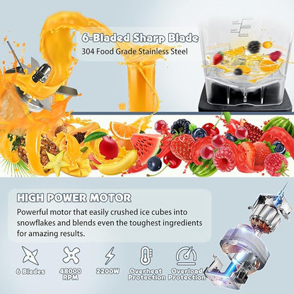 Professional Blenders for Kitchen 2200W High-Powered Blender for Smoothies - Image 4