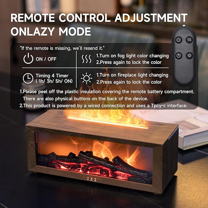 Fireplace Flame Air Diffuser Humidifier, 7 Colors Aromatherapy Essential Oil - Image 6