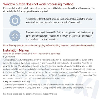 WUANGKI Power Window Master Control Switch | Front Driver Side | 9+3 Pins | - Image 6