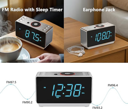 iTOMA Alarm Clock Radio with Bluetooth Speaker, FM Radio, Dual Alarm with Snooze - Image 4