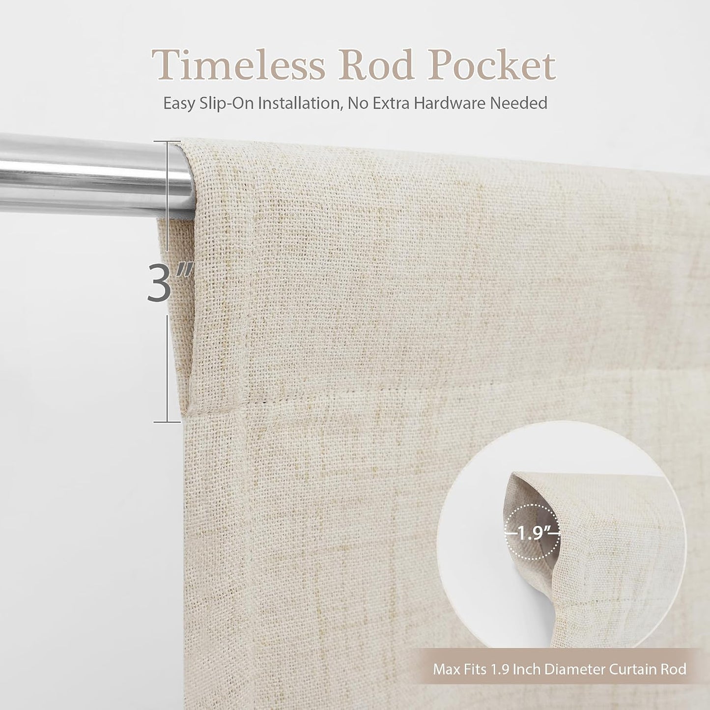DriftAway Double Layer Linen Blackout Tie Up Curtains Thermal Insulated Fully Lined Balloon Roman Shade Bathroom Window Adjustable Rod Pocket for Small Window 45 Inch by 63 Inch Beige