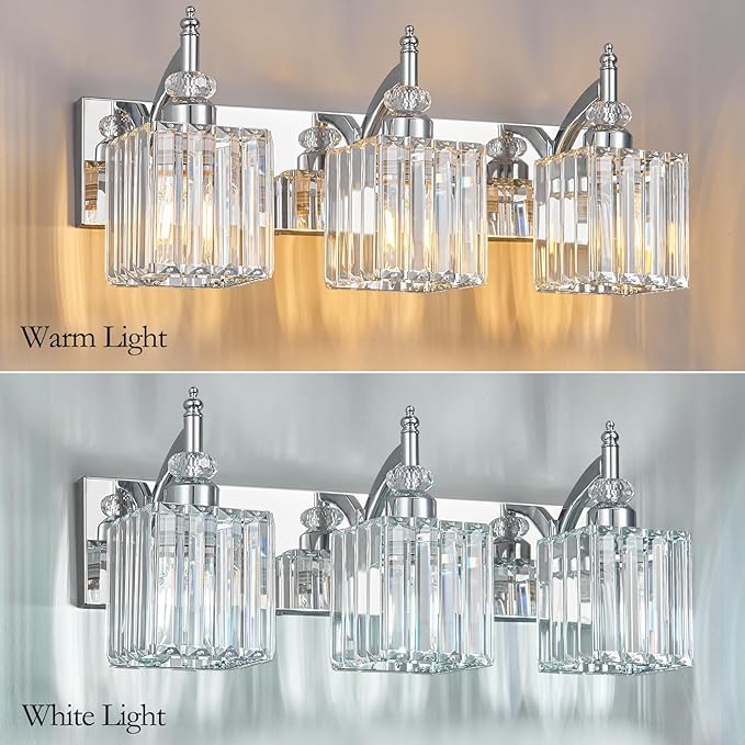 BBLLWJ Modern Bathroom Vanity Light 3-Light Chrome Crystal Light Fixtures Over - Image 2