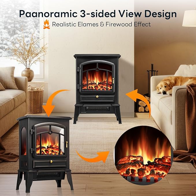 ZAFRO Electric Fireplace Stove, 5100 BTU Quick Heating Electric Fireplace Heater - Image 6