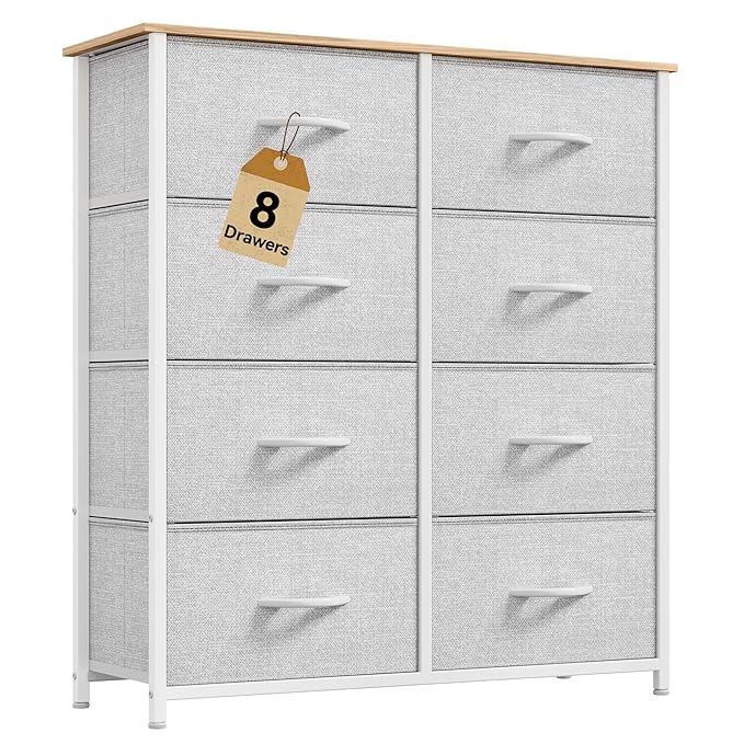 DWVO Fabric Dresser for Room, Tall Storage 8 Drawers, Storage Drawer Organizer by DWVO