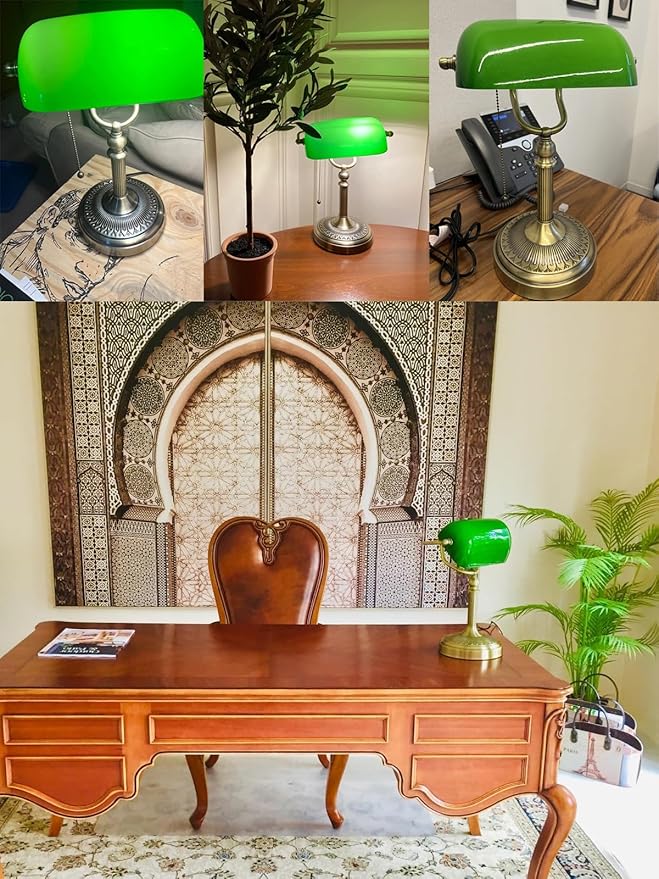 Newrays Green Glass Bankers Desk Lamp - Image 2