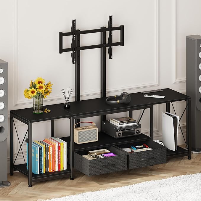 GYIIYUO LED TV Stand with Mount and Power Outlet & Fabric Drawers - Image 8