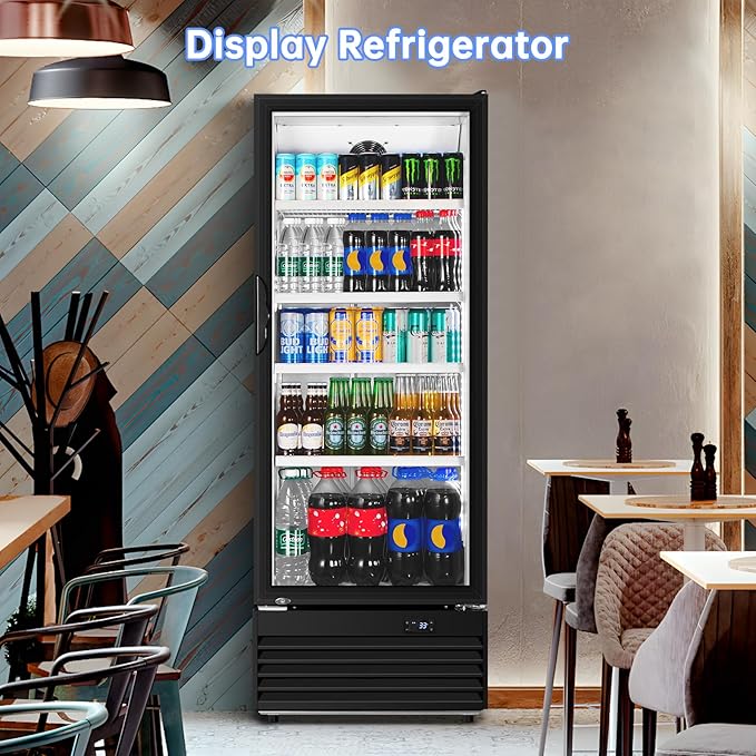Commercial Beverage Refrigerator, 24.5 Inch 15 Cu. Ft. Drink Fridge, Display - Image 2