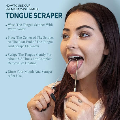 MasterMedi Tongue Cleaner Tongue Scraper Surgical Grade Stainless Steel Tongue - Image 5