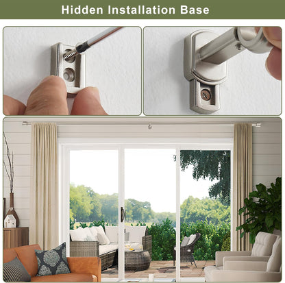 1 1/8 Inch Diameter Curtain Rods 36 to 72 Inches(3-6ft), Telescoping Heavy Duty Large Drapery Rod with Adjustable Aluminum Alloy Bracket, Solid End Caps for Windows Patio Decoration, Brushed Nickel