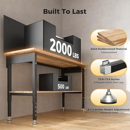 60" Work Bench Adjustable Height - Image 3