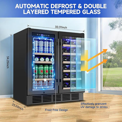 30 Inch Wine and Beverage Refrigerator, Dual Zone Wine Beverage Cooler - Image 5