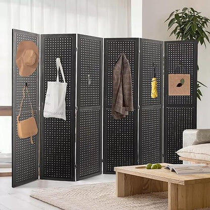 Babion 6 Panel Pegboard Display, Peg Board Room Divider Freestanding Folding - Image 2