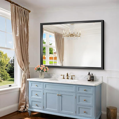 Black Bathroom Mirror, 36x48 Inch Large Rectangle Mirror, 0.6" Thickened Deep - Image 3