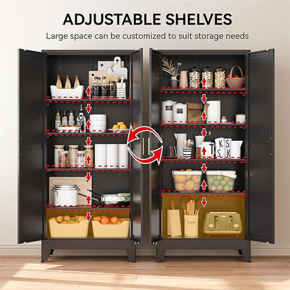 COFaR 71" Modern Pantry Cabinet in Black, 5-Tier Storage Cabinet - Image 5
