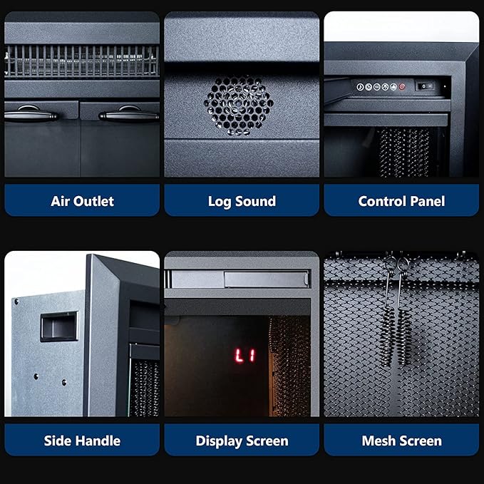 43 Inches Electric Fireplace Insert, 750W/1500W Fireplace Heater - Image 5