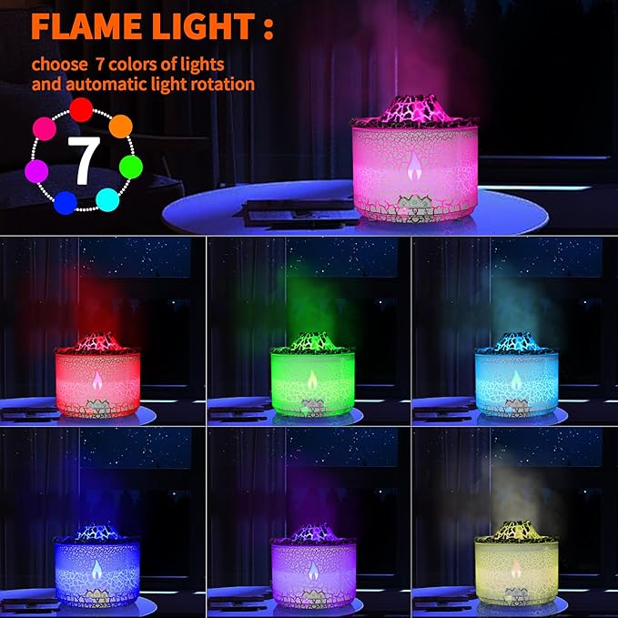BOHOFAM Essential Oil Diffuser 360ML, Volcano and Flame Diffuser/Humidifier 2 - Image 7
