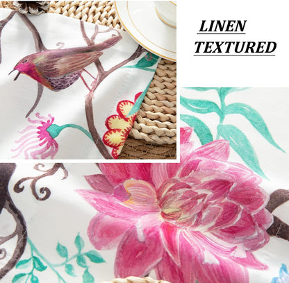 Bird Floral Tie Up Valance, Country Style, 52 x 18, 1 Panel | Soft Fabric Texture, Adjustable Length, Filters Sunlight, for Kitchen or Bedroom Windows