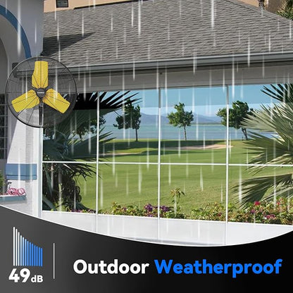 Pro 9500 CFM 24" Outdoor IP44 Waterproof Wall Mount Fan, 3-Speed Oscillating - Image 5