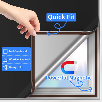 BKSAI Black Out Curtains Full-Frame Magnetic Blackout Shades No Drill Window Cover Blinds 100% Light Blocker Portable Removable for Bedroom RV Nursery Media Room Cortinas Blackout para Dormitorio
