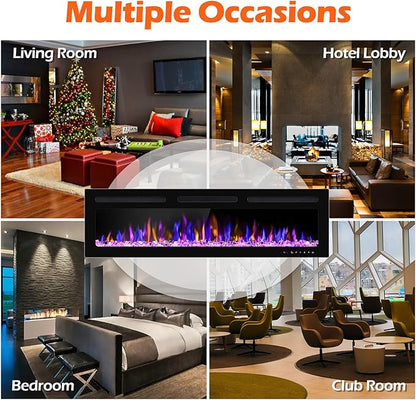 68" Electric Fireplace Wall Mounted and Recessed - Image 7