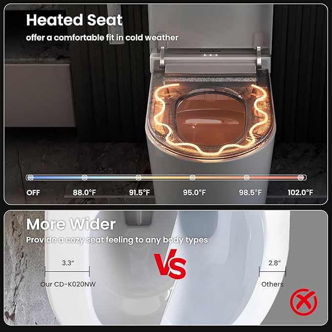 Casta Diva Smart Toilet with Bidet Built in, Bidet Toilet with Wider Heated Seat - Image 4