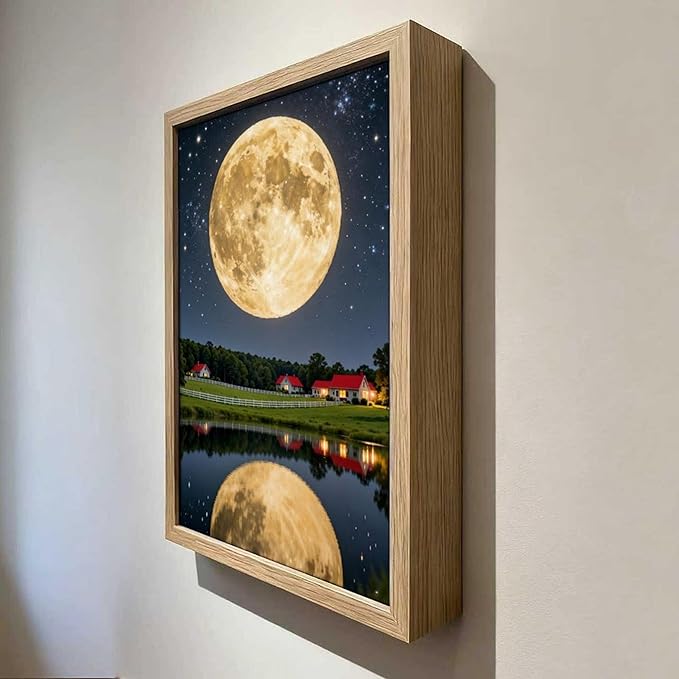 URVIP LED Glowing Photo Frame, 3D Starry-Sky Blue Moon Wall Art, 9x12 Inches - Image 4