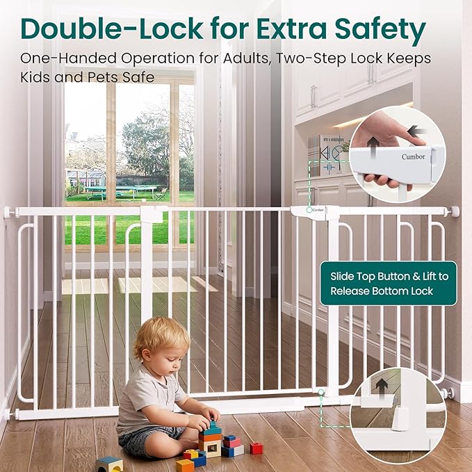 Cumbor Extra Wide Baby Gate, 36.6-69" Walk-Through Dog Gate - Image 4