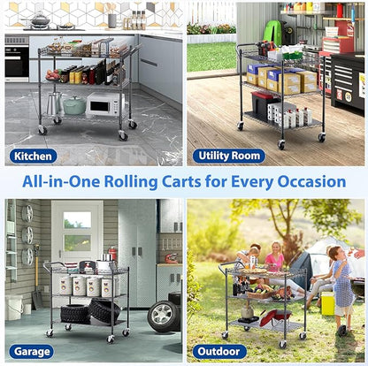 WDT 1350Lbs Capacity Heavy Duty Rolling Utility Cart, Large 3 Tier Rolling Carts - Image 7