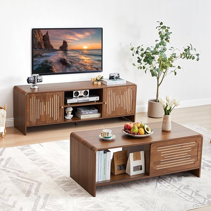 MAHYIZYI 58'' TV Stand for 65 inch TV, Mid Century Modern Entainment Center - Image 7