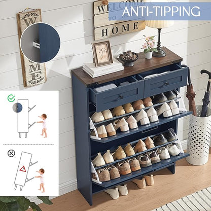 Shoe Storage Cabinet, Farmhouse Shoe Organizer - Image 4