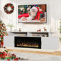 70” Fluted TV Stand with 36” Electric Fireplace, 2 Tier TV Console Cabinet with by Sumshadow