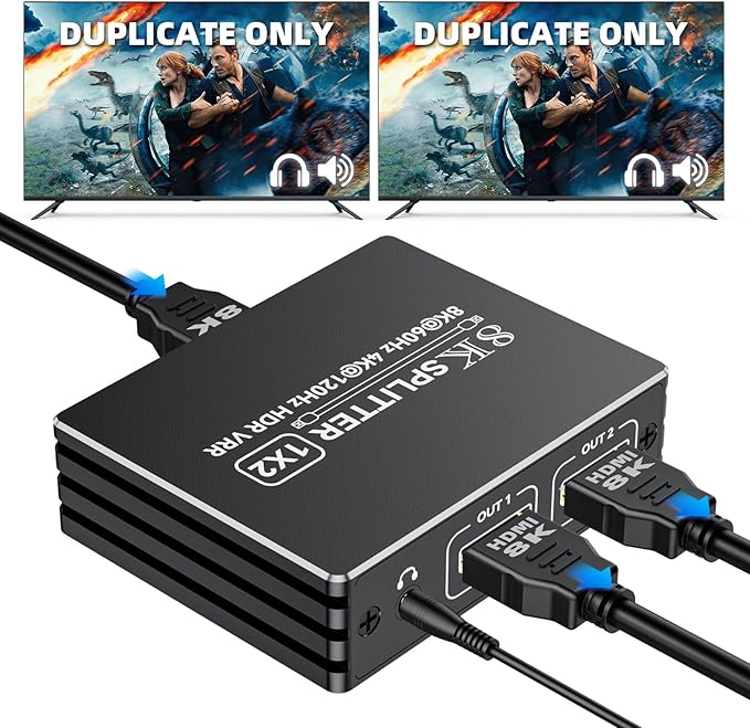 HDMI 2.1 Splitter 1 in 2 Out 4K 120Hz 8K 60Hz by BolAAzuL