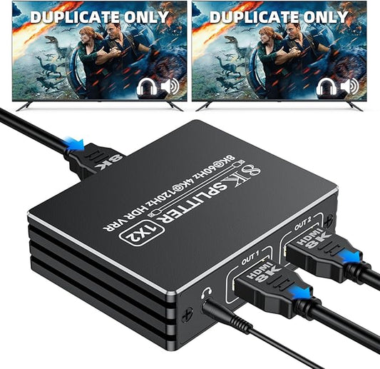 HDMI 2.1 Splitter 1 in 2 Out 4K 120Hz 8K 60Hz by BolAAzuL