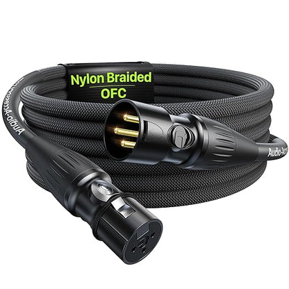 XLR Cables 6.6ft 1 Pack, Professional Gold-Plated Rean Connectors from Neutrik by AA