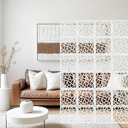 24 Pcs PVC Hanging Room Divider, Flower Carving Pattern Panels, Decorative Wall by Unknown