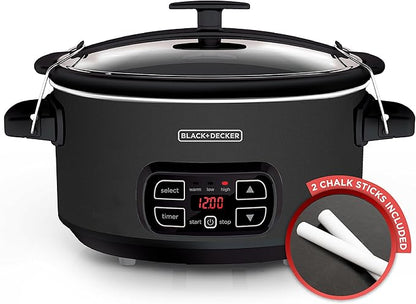 BLACK+DECKER 7-Quart Slow Cooker, Chalkboard Exterior, Locking Lid, 3 Heat - Image 4