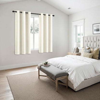 MIULEE Cream Blackout Curtains for Bedroom Living Room 45 Inches Long 2 Panels - Image 6