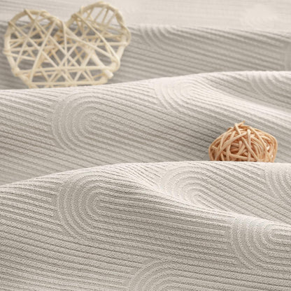 Beige Boho Blackout Curtains 2 Panels for Bedroom 52W*84L | Mid Century Modern Cotton Textured Patterned Drapes