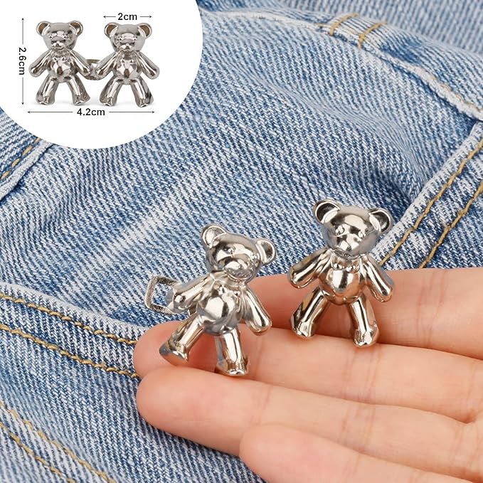 TOOVREN Cute Bear Button Pins for Loose Jeans - Image 4