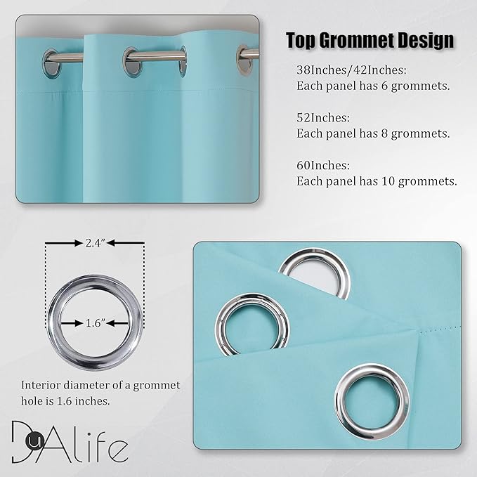 DUALIFE Aqua Curtains for Living Room Bedroom Light Blocking Window Curtains - Image 3