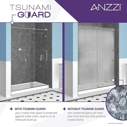 ANZZI 72" x 30" Frameless Shower Door in Matte Black, Water Repellent Glass - Image 6